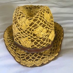 Crochet Fedora with brown belt strap 🤎